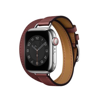 สายนาฬิกาข้อมือหนัง แบบคู่ สําหรับ iWatch Band Ultra 49 มม. iWatch 8 7 6 SE 40 44 มม. 41 มม. 45 มม. 38 42 มม.