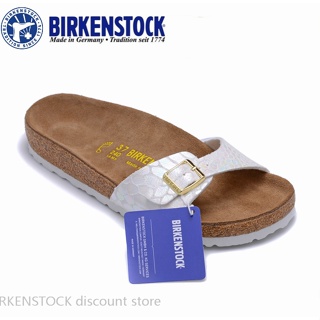 【Original】Birkenstock Madrid mens and womens classic cork colorful white snake print slippers 34-44