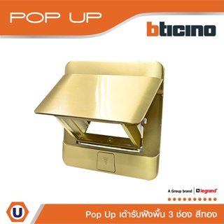 BTicino เต้ารับฝังพื้น ขนาด 3 ช่อง สีทอง (สำหรับรุ่น Matix) Pop Up 3 Modules Gold Color รุ่น 150627NG | Ucanbuys