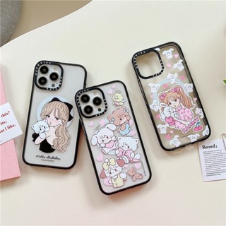 【Mikko Mousse Girl Kitty】CASETIFY เคสโทรศัพท์มือถืออะคริลิคใส ลายตัวอักษร สีดํา สําหรับ iPhone 14 Pro MAX 11 12 13 Pro MAX 14 Plus