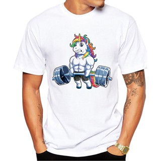 Short Sleeve Man Tops Fashion Weightlifting T-Shirt Rainbow Horse Printed Tshirts Cool T S_02