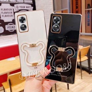 ใหม่ เคสโทรศัพท์มือถือ ชุบไฟฟ้า ลายหมีน่ารัก พร้อมขาตั้ง สําหรับ OPPO Reno8 T 5G 4G Reno 8 8T 2023 Reno8T