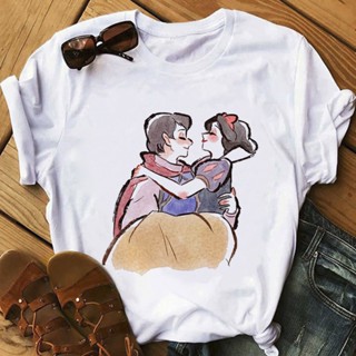 Femme Harajuku Shirt T-shirts Summer Fashion Frozen White Snow Princess Print Anime White T Shirt Women Clothes Fun_03