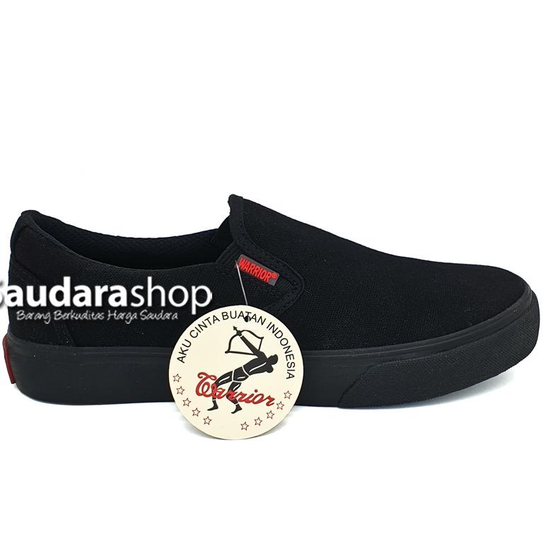 VIRAL Warrior Arthur Black Shoes / Warrior Slip On Allblack Shoes
