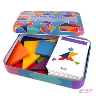 ปริศนาสัตว์ไม้สำหรับเด็ก Montessori Kids เกมเรียงลำดับของเล่น Tangram ที่มีสีสัน [V/11]