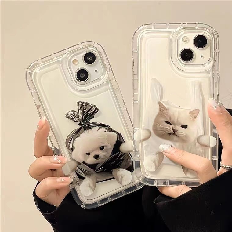 เคสโทรศัพท์ซิลิโคน TPU ใส แบบนิ่ม ลายสุนัข แมว กันกระแทก สําหรับ IPhone 14 13 12 11 Pro XS Max XR X 8 7 6 6S Plus