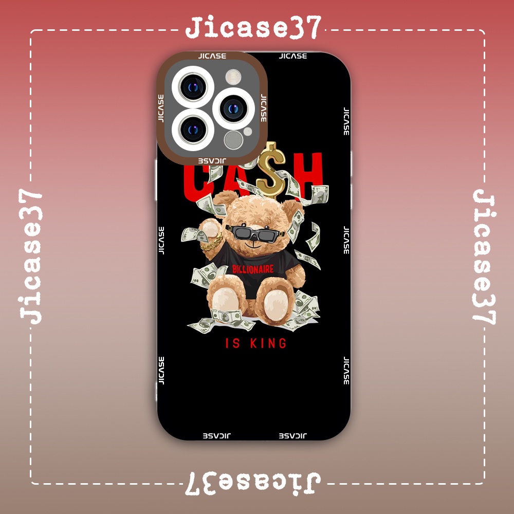 XIAOMI OPPO SAMSUNG Jicase JMcase Square Edge iphone Case ตุ๊กตาหมี Dollar Pattern