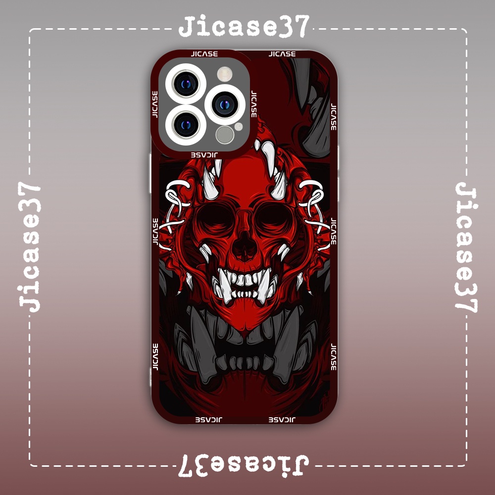 Jicase Skull and Demon Mask Oni Mask Square Edge iphone Case