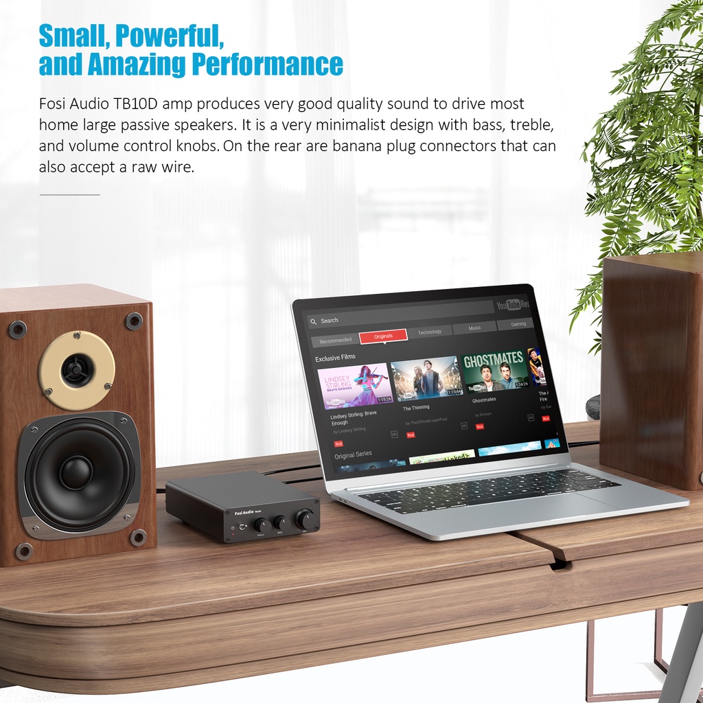 Fosi เครื่องขยายเสียงสเตอริโอ 300Wx2 HiFi TB10D TPA3255 Class D พร้อมเบส สําหรับลําโพงในบ้าน