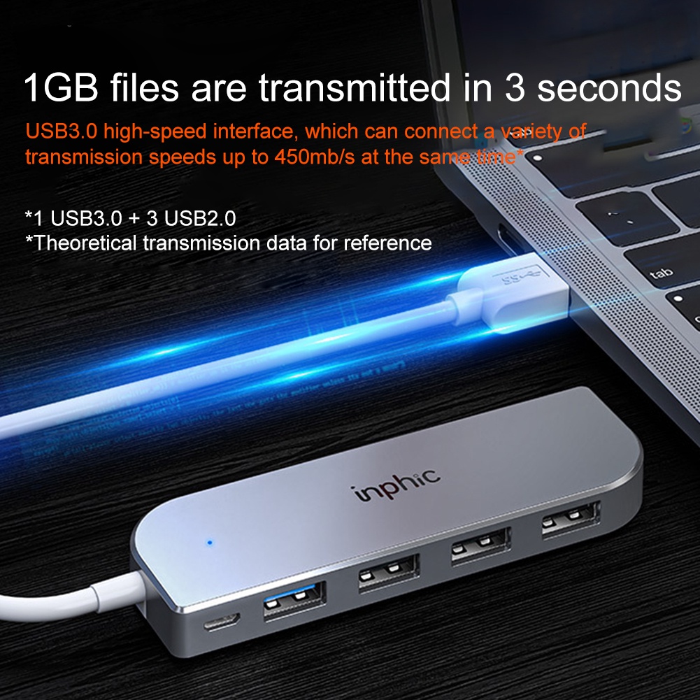 ฮับ USB ความเร็วสูง 4 พอร์ตฮับ USB 3.0 HUB Adapter สำหรับ PC แล็ปท็อปอุปกรณ์เสริมคอมพิวเตอร์