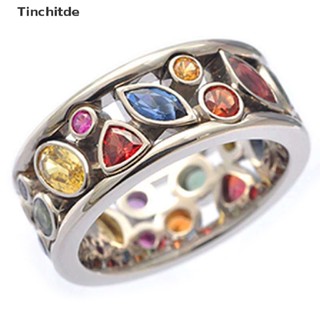 [Tinchitde] แหวนคริสตัล เพทาย หลากสี เครื่องประดับแฟชั่น สไตล์ฮิปฮอป [Preferred]