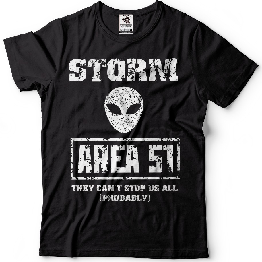 Xin1- {พร้อมส่ง เสื้อยืดแขนสั้น พิมพ์ลาย Storm Area 51 They Cant Stop Us All Ufo Event Alien Area 51 พลัสไซซ์ ของขว_03