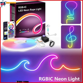 แถบไฟนีออน LED RGBIC 5 เมตร ควบคุมผ่านแอพ DIY เปลี่ยนสีได้ สําหรับตกแต่งบ้าน