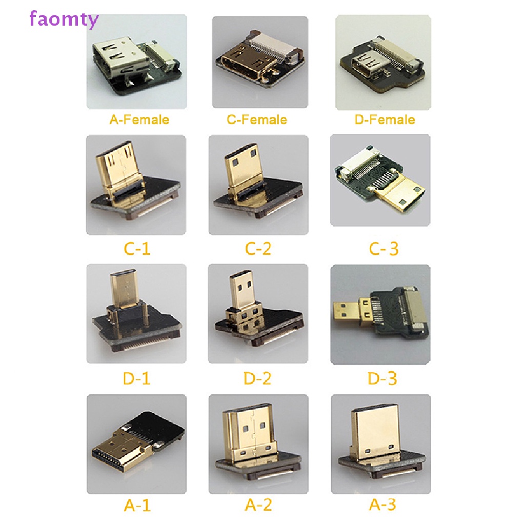 Faomty อะแดปเตอร์สายเคเบิล FPV Micro Mini HDMI 90 องศา สําหรับถ่ายภาพ TH
