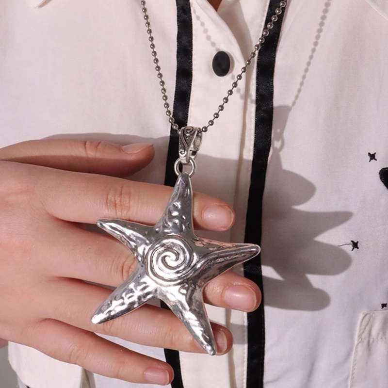 Nice สร้อยคอโลหะ จี้รูปดาวห้าแฉก ขนาดใหญ่ สําหรับผู้หญิง และผู้ชาย Y2K - รูปที่ 5