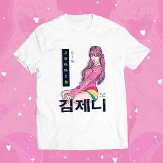 เสื้อยืดคอกลมเจนนี่ BLACKPINK เสื้อยืดสีขาวS-4XL