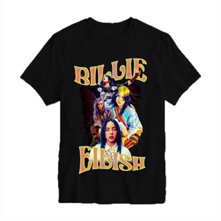 oversize T-shirt Kaos เสื้อยืดลําลอง แขนสั้น คอกลม พิมพ์ลาย KAOS BILLIE EILISH VINTAGE TEE KAOS WASHED สําหรับผู้ชาย S-5