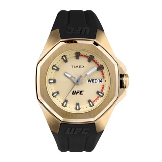 Timex TW2V57100 UFC PRO นาฬิกาข้อมือผู้ชาย สายซิลิโคน Black/Gold หน้าปัด 44 มม.