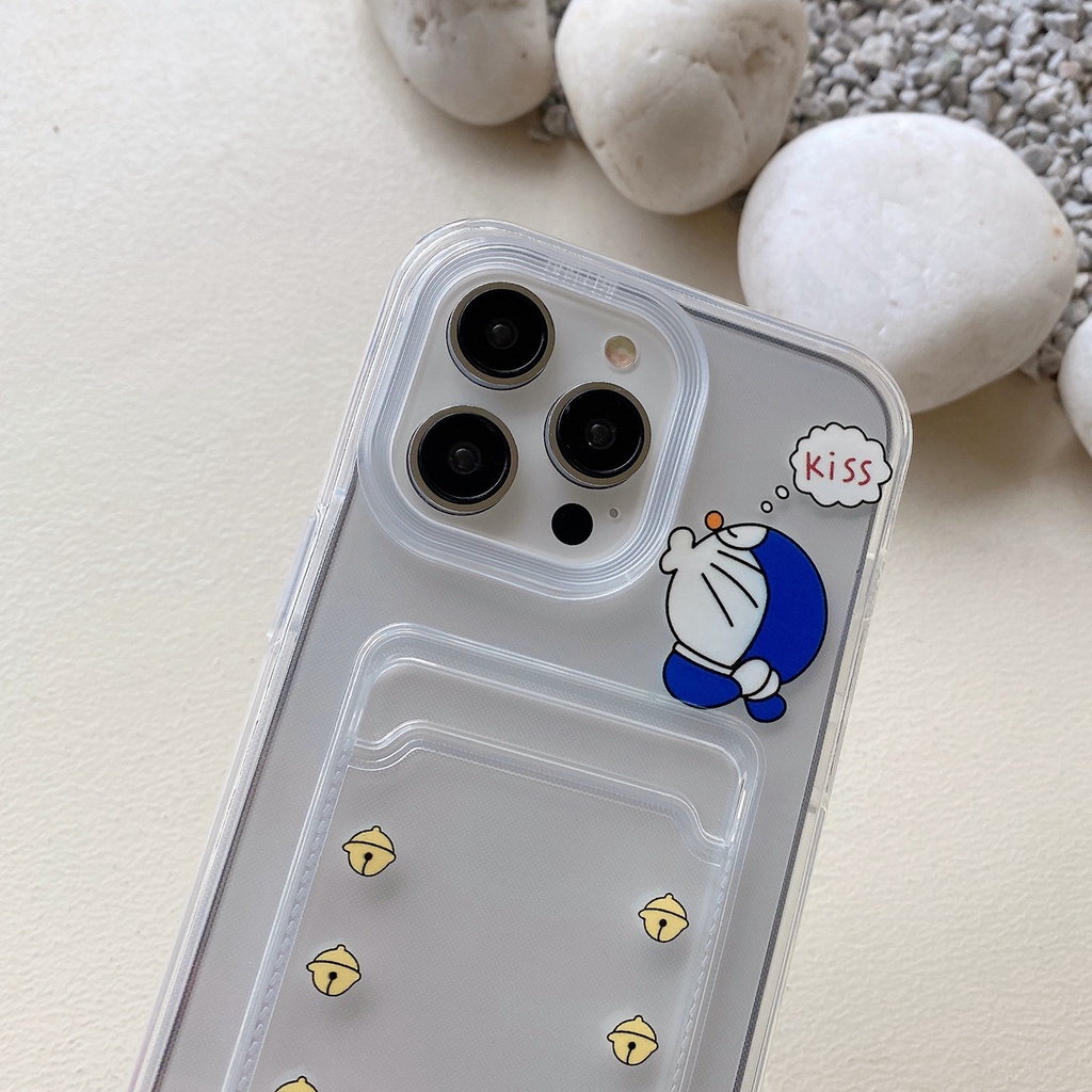 ชุดการ์ดโปร่งใส bell cat ลูกแมว bownot หุ่นยนต์เคสโทรศัพท์สําหรับ iphone 16 17 air 15 6s 7 8 plus XR 11 12 14 13 pro max 2 ใน 1 drop resistance Thicken - รูปที่ 3