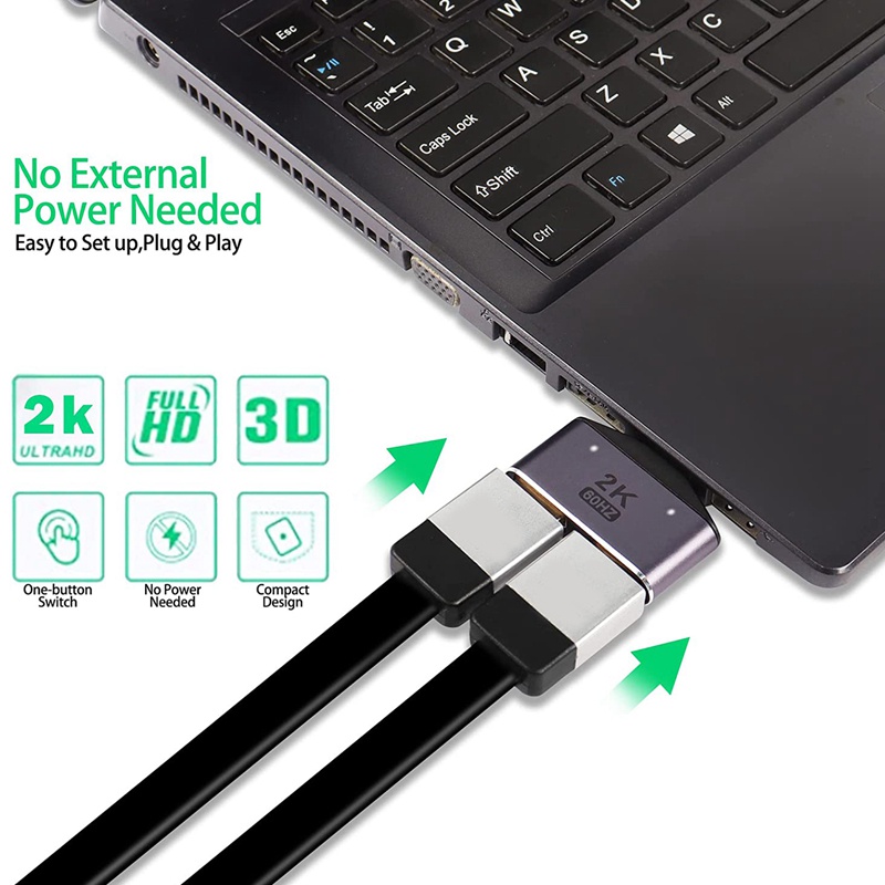 อะแดปเตอร์แยก HDMI เข้า 1 ออก 2 2K @ 60Hz 2 in 1 จอแสดงผล HD พร้อมไฟ LED - รูปที่ 2