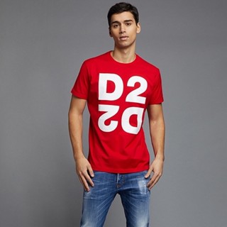 Dsquared2/d2 เสื้อยืดคอกลม แขนสั้น พิมพ์ลายโลโก้ D2 ทรงหลวม เหมาะกับฤดูใบไม้ผลิ และฤดูร้อน สําหรับผู้ชาย