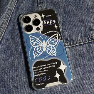 เคสโทรศัพท์มือถือ ซิลิโคนนิ่ม กันกระแทก ลายผีเสื้อ สีฟ้า สําหรับ Apple Iphone 14promax 13 12 14pro 11 Xsmax Xr 6 7