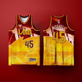 เสื้อกีฬาบาสเก็ตบอล ลายทีม Estar Cavaliers Mitchell Jersey สีเหลือง ขนาดใหญ่