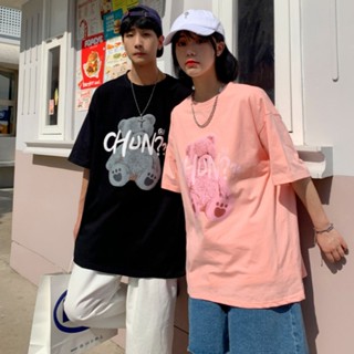 New Korean fashion summer loose oversized shirt mens oversized round neck short-sleeved T-shirt men and women over_07