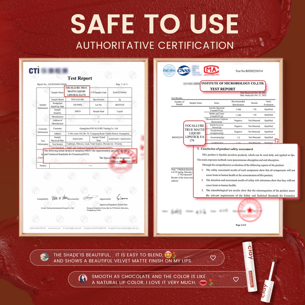 Focallure ลิปสติก เนื้อแมตต์กํามะหยี่ ติดทน จูบไม่หลุด(ลิปติดทน,ลิปกันน้ำ) - รูปที่ 6