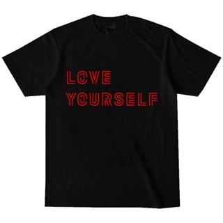 เสื้อยืดคอกลม พิมพ์ลาย Love Yourself Kpop สีดํา สีขาว สําหรับผู้ชาย และผู้หญิง