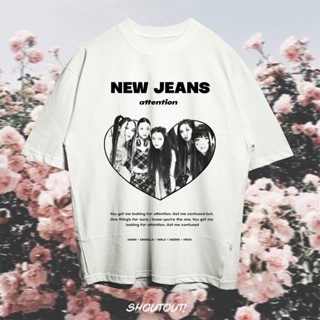 20232023 ใหม่เอี่ยม เสื้อยืดแฟชั่น New JEANS ATTENTION OVERSIZE VINTAGE STYLE TEE