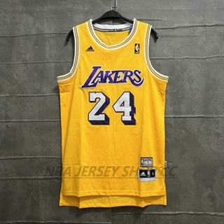 【648】【mitchell&amp;ness】รองเท้า Nba Los Angeles Lakers สําหรับผู้ชาย #เสื้อกีฬาแขนสั้น ลายทีม Kobe Bryant 24 Kobe สีเหลือง สไตล์วินเทจ