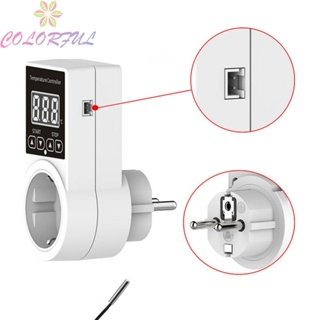 【COLORFUL】Thermostat Sockets Waterproof With Sensor Plastic Temperature Controller Digital