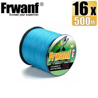 Frwanf สายเอ็นตกปลา PE แบบถัก 500 ม. 16 เส้น X16 20-500LB สีฟ้า