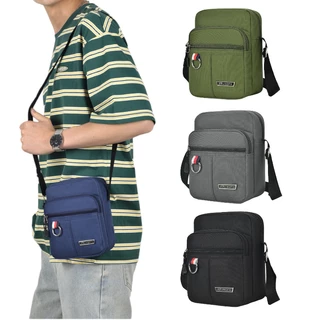 (w240)กระเป๋าสะพายข้างชายใบน้อยเท่ๆสูง20เซ็น 3ซิป แต่งห่วงเงิน vgetbag