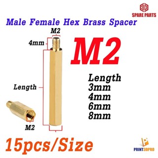 Screw M2 Hex Brass Male Female Standoff Board Pillar Hexagon Thread PCB Spacer Nut Hollow Column 15pcs/Size