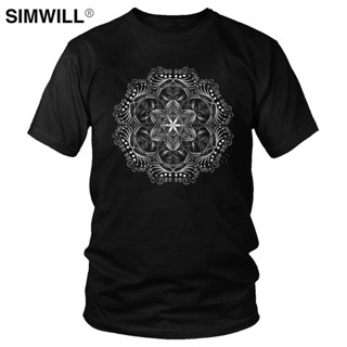 Cool Mandala T Shirts Men Eco Cotton Buddha Flower T-Shirts Short Sleeves Streetwear Tee Shirt Casual Summer Tops M_04