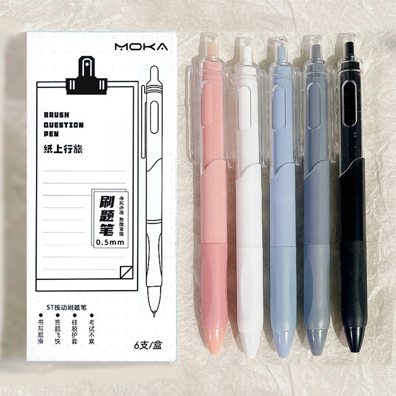 ปากกาปุ่มกด ขนาดเล็ก สีขาว สีดํา 0.5 มม. 5 ชิ้น ต่อชุด