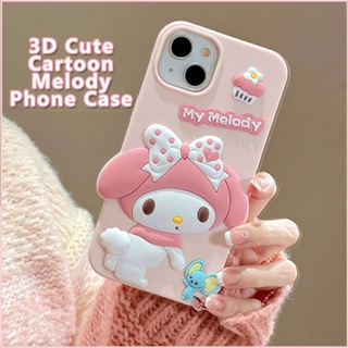 3D กันกระแทก สําหรับ iPhone 14 Pro Max 13 12 11 12Pro 13Pro 14Pro เคสมือถือ Soft TPU Case เคสป้องกัน Cute Cartoon Melody Mouse เปลือกซิลิคอน