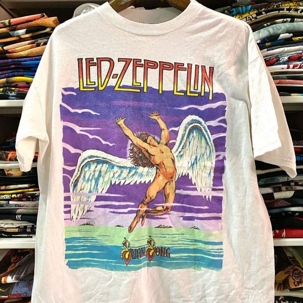 Led ZEPPELIN ZEPPELIN Airship สวยอินเทรนด์ rock Heavy Metal rock พิมพ์ผ้าฝ้ายแท้แขนสั้นเสื้อยืด Stre