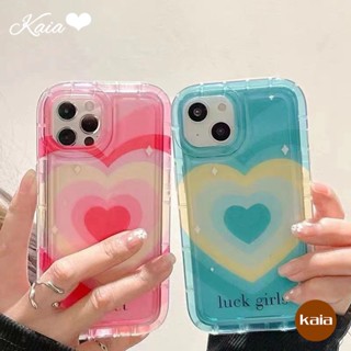 เคสโทรศัพท์มือถือ ซิลิโคนนิ่ม TPU ใส กันกระแทก ลายหัวใจ ไล่โทนสี สําหรับ iPhone 14 Pro MAX 11 12 13 Pro MAX XR 7 8 6 6S Plus X XS MAX