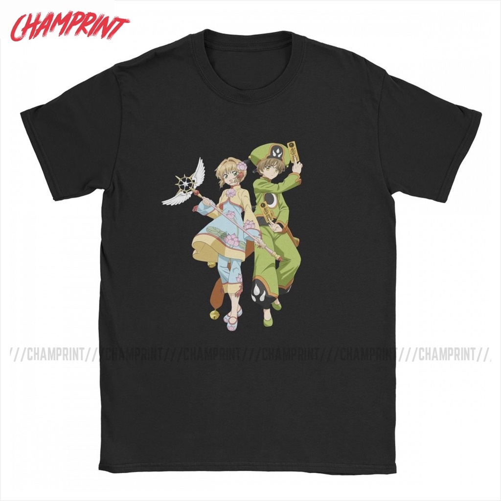เสื้อยืด ผ้าฝ้ายแท้ พิมพ์ลาย Cardcaptor Sakura And Syaoran สําหรับผู้ชาย