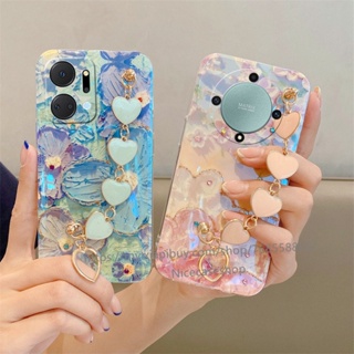 Ready Stock Honor X9a X7a 5G เคส Phone Case with Heart Bracelet Protective Soft Casing Beautiful Flowers Pattern Phone Back Cover เคสโทรศัพท