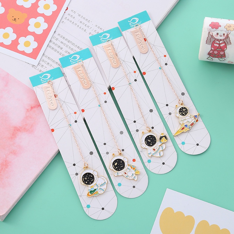 ที่คั่นหนังสือ ลายการ์ตูนนักบินอวกาศ สร้างสรรค์ เครื่องเขียน สําหรับนักเรียน จํานวน 1 ชิ้น