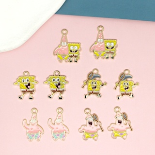 จี้การ์ตูน SpongeBob แฮนด์เมด DIY เครื่องประดับ สําหรับผู้หญิง พวงกุญแจ ต่างหู สร้อยคอ เครื่องประดับ 029 2 ชิ้น ต่อล็อต