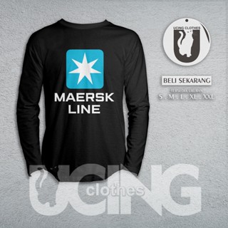 เสื้อยืดแขนยาว พิมพ์ลาย Maersk Line สําหรับผู้ชาย