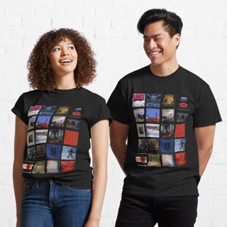 เสื้อยืดผ้าคอตตอน เสื้อยืดแขนสั้น เสื้อยืดผ้าฝ้าย ผ้านุ่ม Lerxst, Pratt and Dirk - Minimalist Discography Classic T-Shi