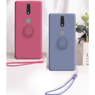 เคสโทรศัพท์ซิลิโคนเหลว พร้อมสายคล้องแม่เหล็ก สําหรับ Xiaomi Redmi Note 7 7s 7 Pro