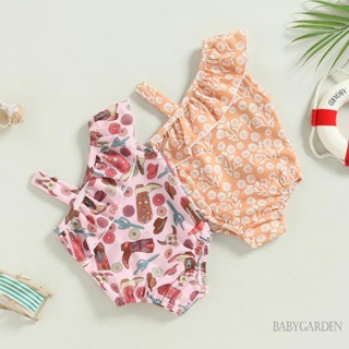 Babygarden- ชุดว่ายน้ําวันพีช แขนกุด เปิดไหล่ข้างเดียว ลําลอง ลายดอกไม้ แฟชั่นฤดูร้อน สําหรับเด็กผู้หญิง