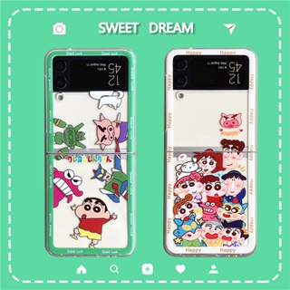 ใหม่ เคสโทรศัพท์มือถือ PC แข็ง ลายการ์ตูนครอบครัวชินจัง สําหรับ Samsung Galaxy Z Flip4 3 Flip5 5G Galaxy Z